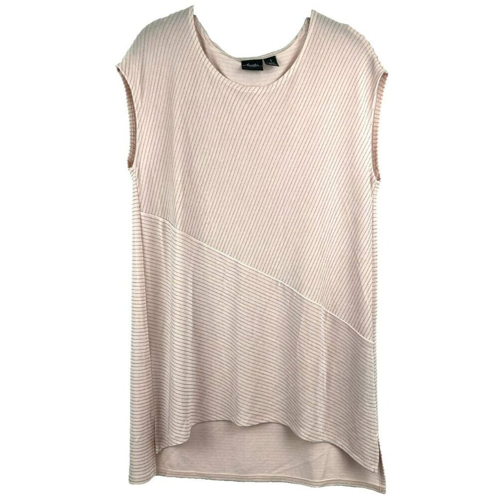 Chicos Travelers Womens Top Size 1 US M‎ Pink Asymmetrical Tunic Sleeveless